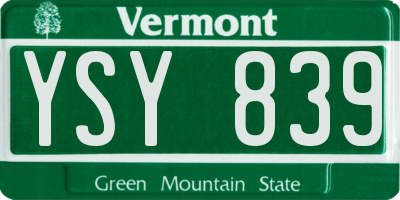 VT license plate YSY839