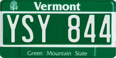 VT license plate YSY844