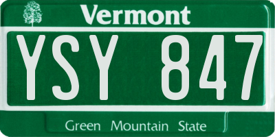 VT license plate YSY847