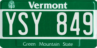 VT license plate YSY849