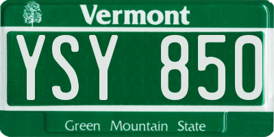 VT license plate YSY850