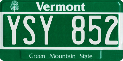 VT license plate YSY852