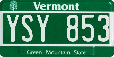 VT license plate YSY853