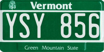 VT license plate YSY856