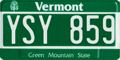 VT license plate YSY859