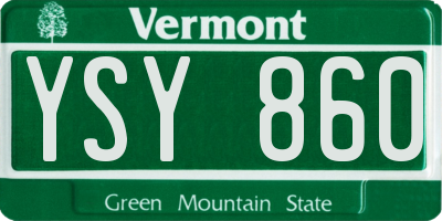 VT license plate YSY860