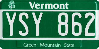 VT license plate YSY862