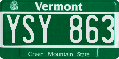 VT license plate YSY863