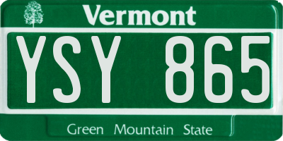 VT license plate YSY865