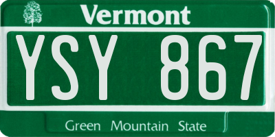 VT license plate YSY867