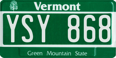 VT license plate YSY868