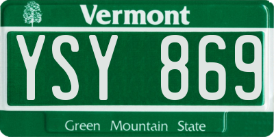 VT license plate YSY869