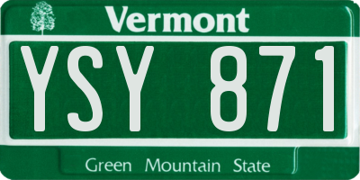 VT license plate YSY871