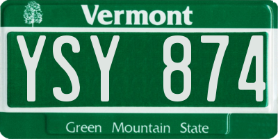 VT license plate YSY874
