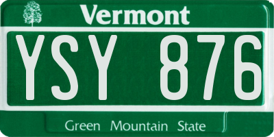 VT license plate YSY876