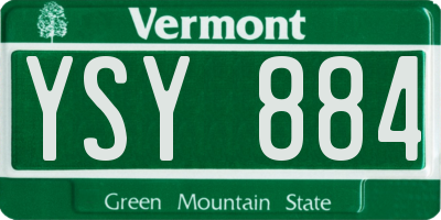 VT license plate YSY884