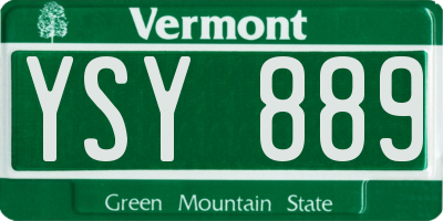 VT license plate YSY889