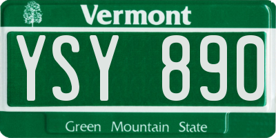 VT license plate YSY890