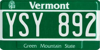 VT license plate YSY892
