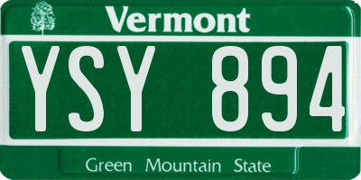 VT license plate YSY894