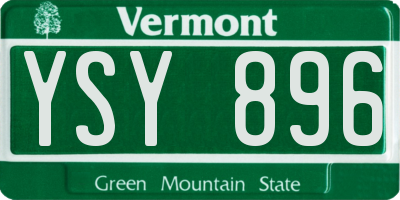 VT license plate YSY896