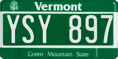 VT license plate YSY897