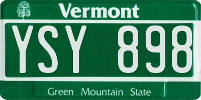 VT license plate YSY898