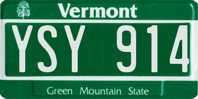 VT license plate YSY914