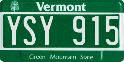 VT license plate YSY915
