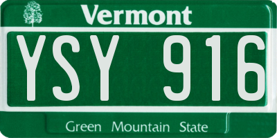 VT license plate YSY916
