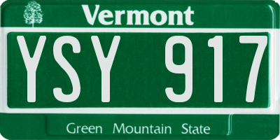 VT license plate YSY917