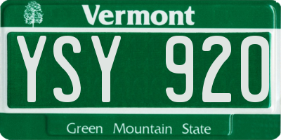 VT license plate YSY920