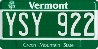 VT license plate YSY922