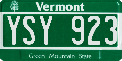 VT license plate YSY923