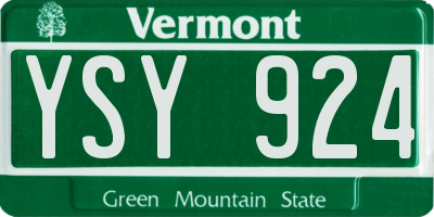 VT license plate YSY924