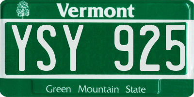 VT license plate YSY925