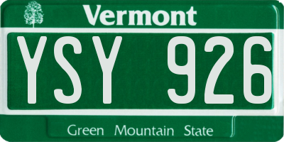 VT license plate YSY926