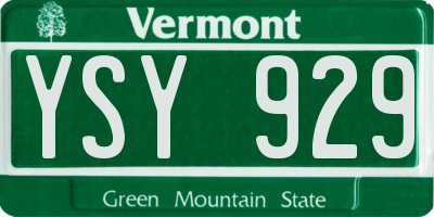 VT license plate YSY929