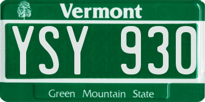 VT license plate YSY930