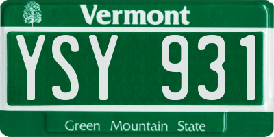 VT license plate YSY931