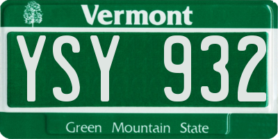 VT license plate YSY932