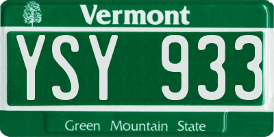 VT license plate YSY933