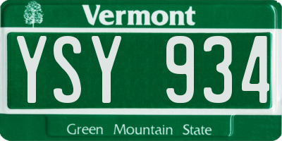 VT license plate YSY934
