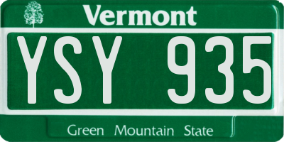 VT license plate YSY935