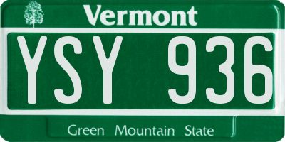 VT license plate YSY936