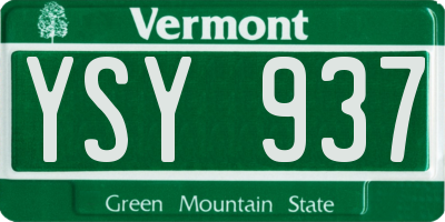 VT license plate YSY937