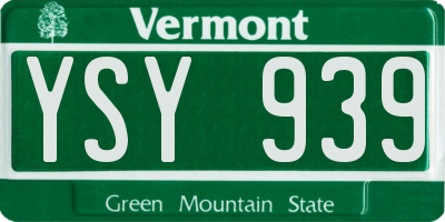 VT license plate YSY939