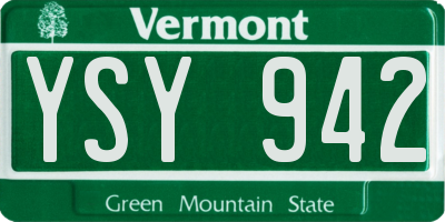 VT license plate YSY942