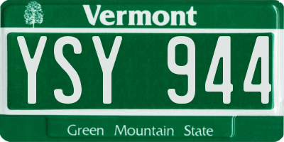 VT license plate YSY944