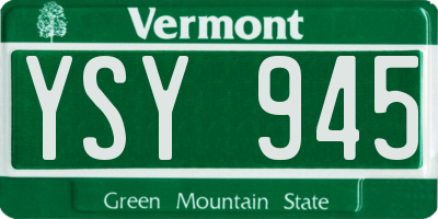 VT license plate YSY945
